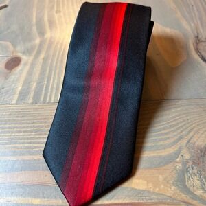David Taylor Collection Mens Black Red Stripe Silk Blend Necktie